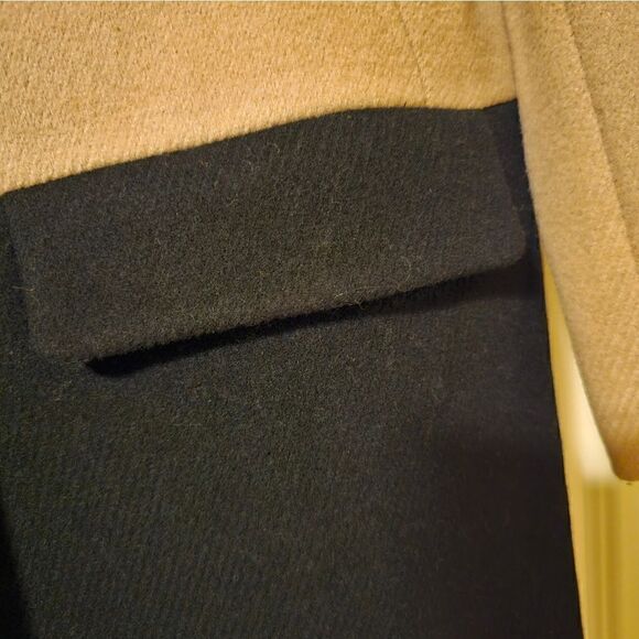 TALBOTS Black & Beige Color-Block Wool Coat - Size 12P - Picture 5 of 8